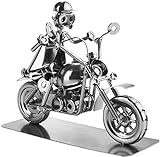 BRUBAKER Schraubenmännchen Motorradfahrer - Handarbeit Eisenfigur Metallmännchen - Metallfigur Geschenk für Motorrad Fans