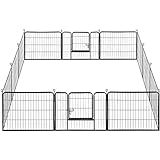 Yaheetech 12 eckig Welpenauslauf Freigehege Gittergehege für Kaninchen aus Metallgitter Freilaufgehege mit Tür Tierlaufstall für Innen - draußen 80x60 cm