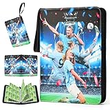 TCGUARD Fußball Sammelalbum mit 720 Taschen für Sportkarten, Fußball Karten etc. Sammelkarten Album für Fußballkarten, Doppel-Seiten mit Wasserdichtes PU und Reißverschluss für Fußball Karten Azurb