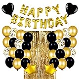 Luftballons Gold Set, 50 Stück Luftballons Golden Konfetti & Helium Balloons mit Bändern, Latex Ballons für Hochzeit, Geburtstag, Babyparty, Graduierung, Deko