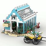LAKA Ideas Flower Room Modular 735Pcs Blue Greenhouse House Architecture Building Kit mit Trolley Kompatibel mit Lego Creator