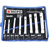 TECPO Rohr Steckschlüssel Satz Rohrschlüssel Set Werkzeug Schlüssel, 6x7-20x22 mm, 8-tlg.