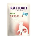 Kattovit Feline Diet Niere/Renal PUTE 20 x 85g | Plus 2 Sachets Spezial-Cream Gratis dazu | zur Unterstützung der Nierenfunktion | 4 Sorten zur Auswahl | Nassfutter für Katzen im Poucheb