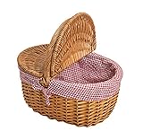 Weide Picknickkorb mit Deckel - Picknick Tragekorb leer/ohne Inhalt Henkelkorb - handlicher Einkaufskorb aus W