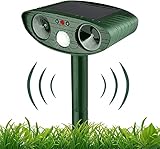 Ultraschall-Katzenvertreiber, solarbetrieben, wasserdicht, für den Außenbereich, mit Bewegungsmelder, Ultraschall-Abwehr gegen Nagetiere, für Tiere, Wildtiere