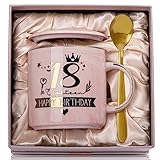 18. Geburtstag Mädchen, Alles Gute zum 18th Geburtstag, 14 Unzen Kaffeetasse mit Golddruck, Lustiges Geschenke zum 18 Geburtstag mädchen Tochter, Mit Deckel, Grußkarte, Goldenem Löffel, Geschenkbox