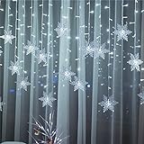 Lichtervorhang fenster led,LED Schneeflocke Lichterketten,3.6M 96 LED Lichtervorhang Lichter Weihnachtsbeleuchtung mit 8 Flimmer-Modi,LED Lichterkette mit Schneeflocken,Weihnachten Deko Party Festen