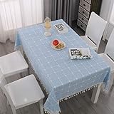 Topmail Rechteckige Tischdecke Tischwäsche abwaschbar Tischtuch aus 100% Polyester Geeignet für Home Küche Dekoration (Blau, 140 x 180 cm)