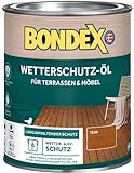 Bondex Wetterschutz Öl Teak 0,75 L für 8 m² | Langanhaltender Schutz | Wetter & UV-Schutz | Biobasierte Technologie | Extrem Wasserabweisend | Wetterschutzöl | Holzschutz