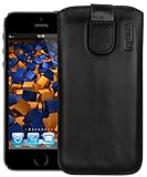 mumbi Echt Ledertasche kompatibel mit iPhone SE (2016) / 5 / 5S Hülle Leder Tasche Case Wallet, schwarz, iPhone SE 5 5S 5C