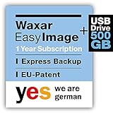 Waxar EasyImage-500 Bundle, High-End Backup Software inklusive Speicher 512GB, läuft sofort ohne Installation, kompatibel mit Windows | Mac | Linux, PC-Edition, 1 Gerät, 1 Year Subscription, DE
