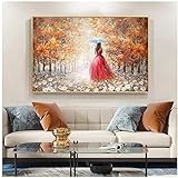 YANGYUE Wandkunst Poster und Drucke Leinwand Frau mit Regenschirm Gemälde Landschaft Bilder Modernes Wohnzimmer Home Decorations (30x60cm) Rahmenlos