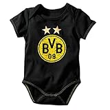Borussia Dortmund Unisex Baby Bvb-babybody Emblem Babybody, Schwarz, 50 56 EU