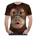 Shirt Herren Sommer Regular Fit Rundhals Komfortabel Herren T-Shirt Modern Neuheit Kreative 3D Tier Druck Kurzarm Urban Casual All-Match Freizeithemden T01 4XL