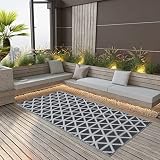 Baziroo Outdoor-Teppich Schwarz 160x230 cm Terrasse Teppich Waschbarteppich Kinderzimmer Teppich Schlafzimmer Teppich Balkon Teppich Wohnzimmerteppich Außenteppich Gartenteppich Polypropy