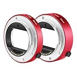 Neewer® Makro-Verlängerungsrohr-Set, 10 mm und 16 mm, für spiegellose Sony E-Mount-Kameras NEX 3/3N/5/5N/5R/A6000/A6300 und Full Frame A7 A7S/A7SII A7R/A7RII A7II, Rot