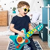 Battat BT2679Z Kindergitarre E, Instrument mit Liedern, Akustikgitarre und Elektrische Gitarre – Spielzeug für Kinder ab 2 Jahre, Blau