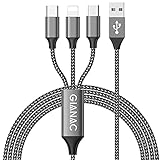 Multi USB Kabel,GIANAC Universal Ladekabel [1.2M] Schnell Ladekabel 3 in 1 Mehrfach Ladekabel iP Micro USB Typ C Lightning Cable für iPhone, Android Galaxy, Huawei, Oneplus, Sony, LG, Honor View-Gray