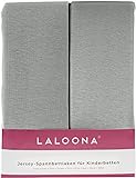 LaLoona Bettlaken Set für Matratzen 60x120 / 70x140 cm - 2X Spannbetttuch Jersey aus 100% Baumwolle für Babybett und Kinderbett, Oeko-TEX - 2 Stück (Grau)