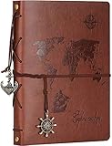 ZEEYUAN Fotoalbum Scrapbook zum Selbstgestalten Weltkarte Leder Fotobuch 60 Seiten mit Fotoecken als Geschenk zum Geburtstag für Paare F