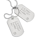 COOLSTEELANDBEYOND Satinierte Zwei Stücke Herren Militär Armee Dog Tag Anhänger und 70cm Kugelk
