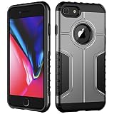 JETech Hülle für iPhone 8 und iPhone 7, Schwerlast Dual Layer Robust Schutz, Stoßfeste Schützende Harte Handyhülle (Silber)