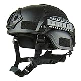 Jitong Taktischer Helm Militär-Stil Schutzhelm für Airsoft Paintball Outdoor-Sportarten Mountainbike Radfahren CQB Shooting - Schwarz