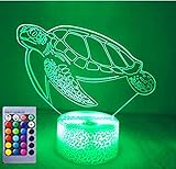 Jinson well 3D schildkröte led Nachtlicht Lampe optische Nacht licht Illusion 16 Farbwechsel Tisch Schreibtisch Dekoration Lampen mit Acryl USB Spielzeug