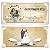 10 x Hochzeit Danksagungskarten Dankeskarten individuell - Vintage Brautpaar in Weiß