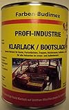 Farben-Budimex Profi-Industrie Klarlack/Bootslack/farblos/seidenmatt / 750 ml/Spezial Klarlack für Boote, Parkettböden, Treppen, Holzterassen, Möbel u.v.m. Lösemittelbasis)