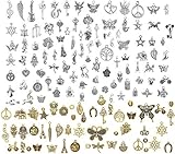 150 PCS Gemischte Charms Silber,Schmuckanhänger zum Basteln,Ohrringe Selber Machen Perlen,Charm Armband Selber Machen,Charm Anhänger Schmuck Basteln,Schmuckherstellung Set,Diy Basteln Mädchen