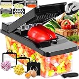Gemüseschneider Mandoline Gemüseschneider Multischneider Julienner Zwiebelhäcksler Lebensmittelhäcksler Gemüseschneider Vegetable Chopper Dicer für Hobeln Von Obst Gemüse - Schw