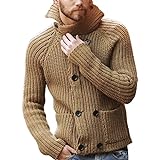 Männlicher Herbst- und Winterpullover Dicker Jacquard mit Langen Knöpfen Warmer einfarbiger Pullover Jacke Mantel Versandhaus Online Shop