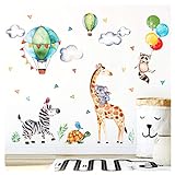 Little Deco Wandaufkleber Safariparty I Wandbild XL - 193 x 135 cm (BxH) I Giraffe Zebra Wandtattoo Mädchen Kinderzimmer Aufkleber Junge Deko Sticker Babyzimmer DL313