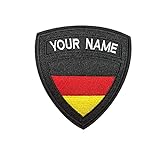 Benutzerdefinierte taktische militärische Namensaufnäher, personalisierte Stickerei Namensschild, Deutschland Flagge Eisen auf / Haken &Schleife Namensaufnäher für mehrere Kleidung Taschen Arbeitshemd