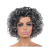 Pkaidiaob Perücken Geschenke für Frauen Deep Black Grandmother Gray Wig Africa Wig Fluffy Short Paragraph Large Volume Wig Woman Synthetic Wig Natural Long Wavy (Color : As Shown)