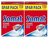 Somat Classic Spülmaschinen Tabs, 270 (2x 135) Tabs, Sparpack, Geschirrspül Tabs für die tägliche Reinigung von Besteck und Geschirr, mit Extra-Kraft und Schutz vor Glaskorrosion