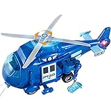 HERSITY Hubschrauber Spielzeug Kinder, Kinderspielzeug ab 3+ Jahre Jungen Polizei Helikopter mit Licht und Sound, Drehpropeller, Flugzeug Blau, Geschenk für Kleinkind 4 5 6 Jahre