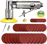 SPTA 80mm Winkelschleifer Mini Druckluft Exzenterschleifer Klett-Schleifteller im Lieferumfang Mit 12tlg 80mm Mix Grit Schleifscheiben -Schleifblätter Schleifpap