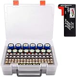 Batterie Aufbewahrungsbox, Batterien Aufbewahrung Organizer Tasche mit Batterietester. Batterien Behälter Box Hält für AA AAA C D 9V Lithium 3V