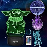 Star Wars Geschenke 3D Lampe Spielzeug Nachtlicht mit 4 Mustern und 7 Farbwechsel Dekor Lampe - Perfekte Geschenke für Star Wars Fans Herren Jungen und Mädchen Männer