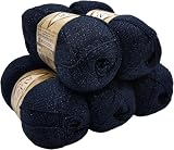 5 x 100 g Ilkadim Export Glitzerwolle SAL zum Stricken und Häkeln, 500 Gramm Metallic – Wolle (Dunkelblau 58)