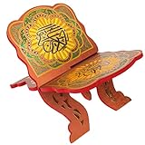 Yardwe Hölzerne Religiöse Quran- Halter Buchständer Rihal Rinal- Lesebuch- Ruhe- Faltbares Rack mit Komplizierten Handschnitzereien für Muslimische Eid Ramadan Geschenk