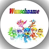 Tortenaufleger + WUNSCHNAME Essbarer Fondant Tortenaufsatz, vorgestanzt kompatibel mit Paw Patrol T 138