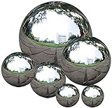 Edelstahl Gazing Ball, 6 Stück 50-150mm Spiegelpolierte Hohlkugel Reflektierende Gartenkugel Schwimmende Teichkugeln Nahtlose Gazing Globe für Haus Garten Ornament Dekorationen