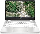 HP Chromebook x360 2in1 Laptop, 14' HD Touchdisplay, Intel Celeron N4020, 4GB DDR4 RAM, 64GB eMMC, ChromeOS, QWERTZ Tastatur, Silber/Weiß