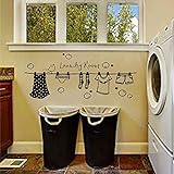 Decorative Vinyl Laundry Drying Clothes Wall Decal Art Wallpaper Poster Mural Home Decor House Decoration -45x88.5cm
