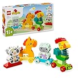 LEGO DUPLO Tierzug, Zug-Spielzeug mit Rädern, kreative Tierfiguren zum Bauen und Umbauen, Lernspielzeug für Kleinkinder, Geburtstagsgeschenk für Tiere liebenden Mädchen und Jungen ab 1 ½ Jahren 10412