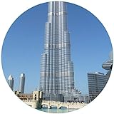 Wallario Glasbild rund Wolkenkratzer in Dubai - Rund, 50 cm Durchmesser Wandbild Glas in Premium-Qualität: Brillante Farben, freischwebende Optik