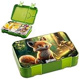 Jarlson® Brotdose für Kinder mit 6 Fächern TONI - Lunchbox - Bento Box auslaufsicher – Jausenbox für Kindergarten und Schule - Mädchen und Jungen - | Brotbox | Snackbox (Fuchs)